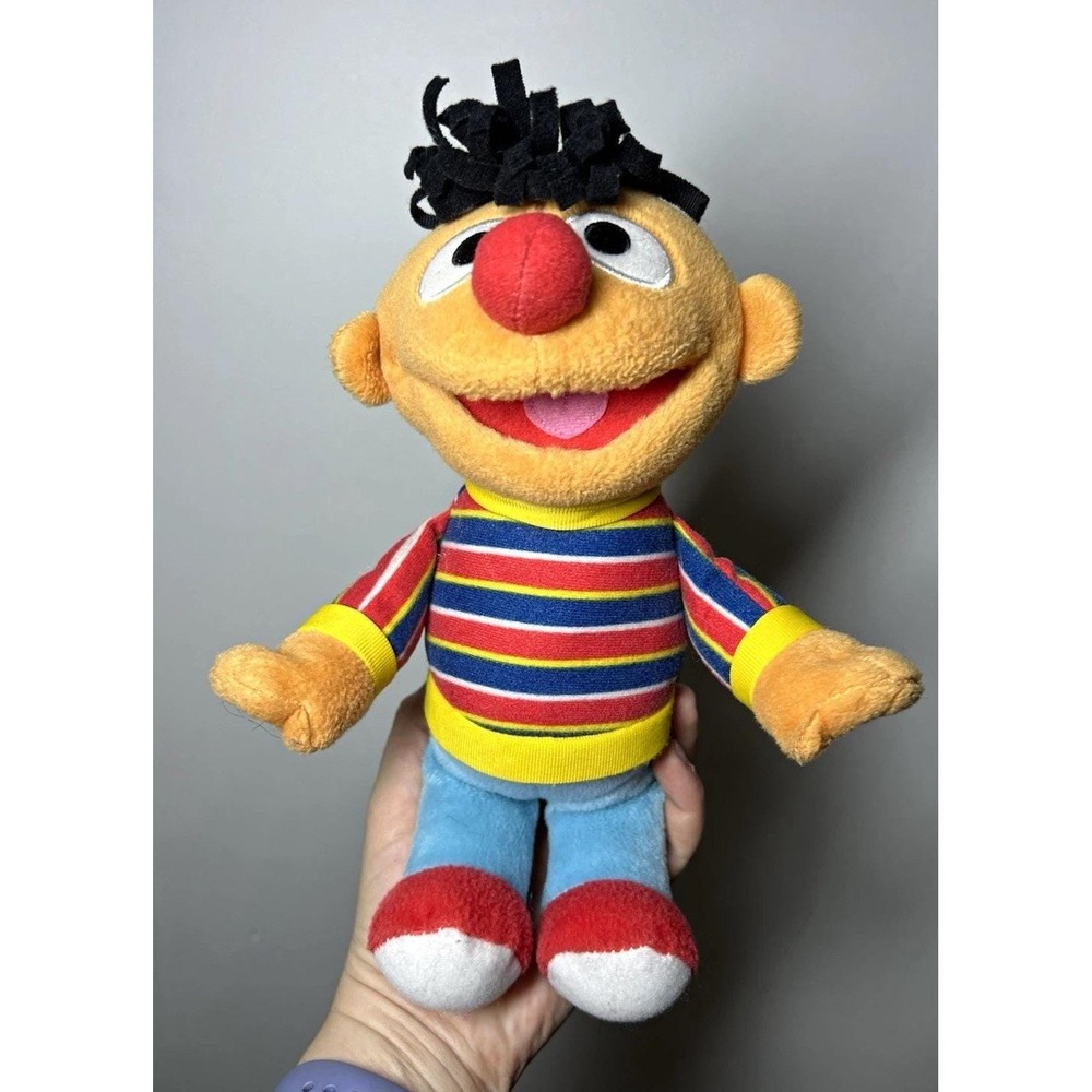 Vtg Sesame Street Ernie Fleece Plush Doll Toy 6", Mattel 2002